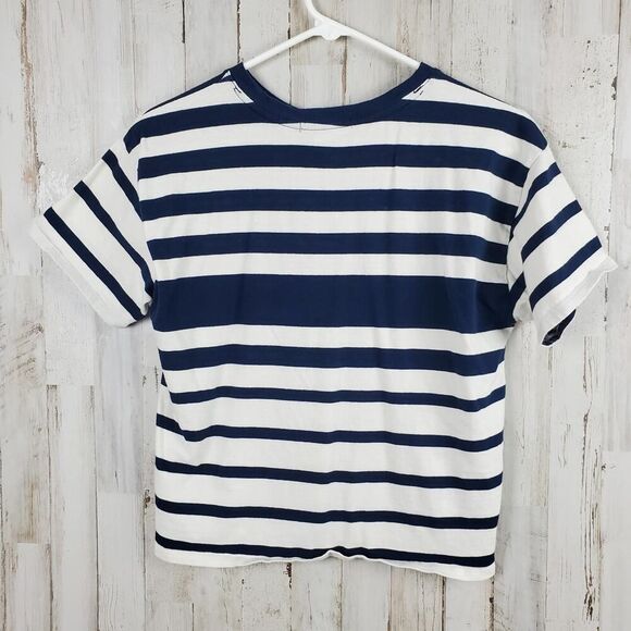 Forever 21 Striped Short Sleeve Tee Shirt White Blue Size Medium - Picture 2 of 7